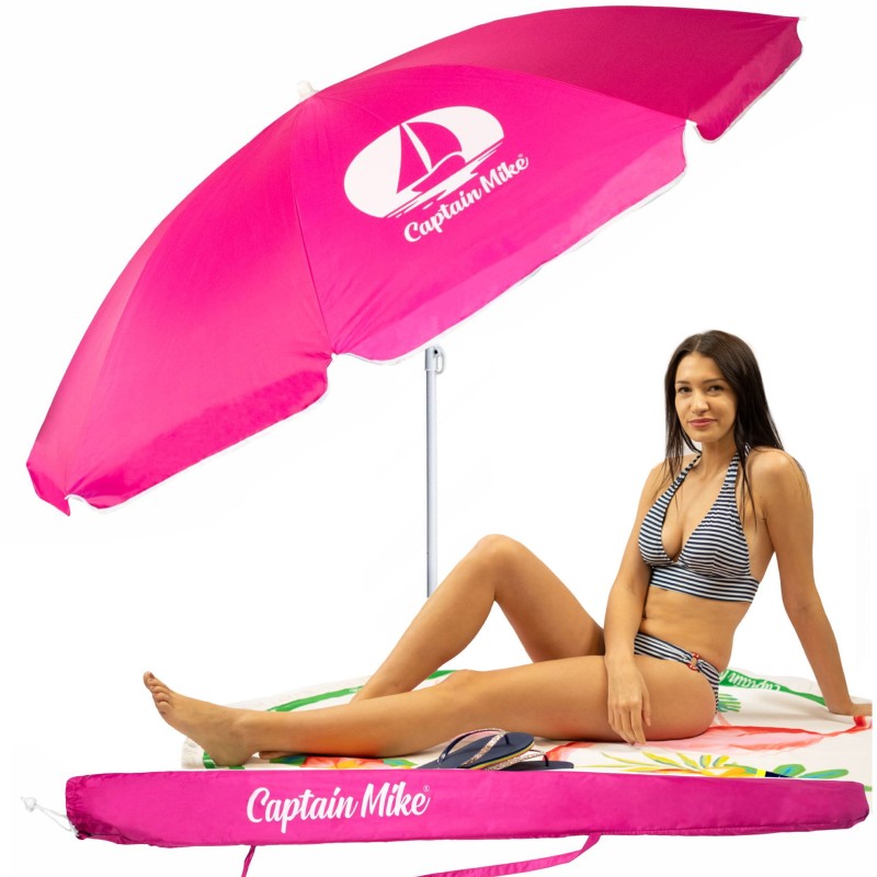 parasol plażowy łamany, parasol plażowy składany, parasol z filtrem UV,  parasol plażowy duży 160cm, parasole, plażowe, parasol ogrodowy plażowy, parasol na plażę, składany parasol, zielony, kolor różowy