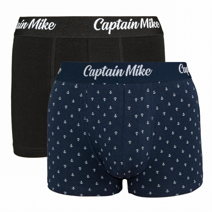 Bokserki męskie 2 pack - DUŻY ROZMIAR Captain Mike czarne granatowe