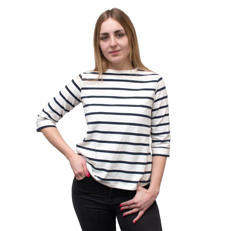 bluzka, koszulka, bawełniana, w paski, w pasy, 3/4 rękaw, modna, wygodna, przyjemna w dotyku, na różne okazje, biało granatowa