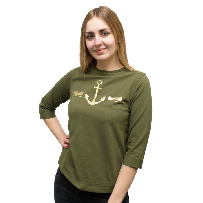 Koszulka damska khaki z kotwicą bawełna Captain Mike