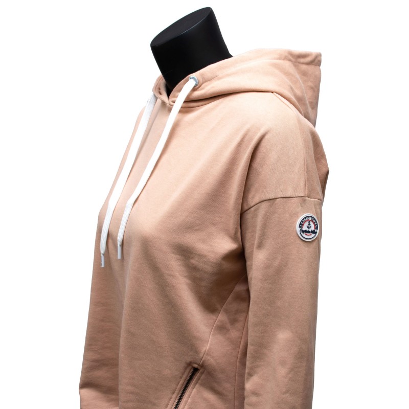 bluza damska, z kapturem, ozdobne zamki, beżowa, wygodna, modna, bawełniana, na różne okazje, beżowa, piaskowa, luźny krój, komfortowa,