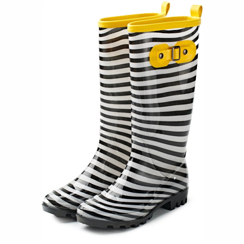 Kalosze damskie długie w paski zebra Captain Mike