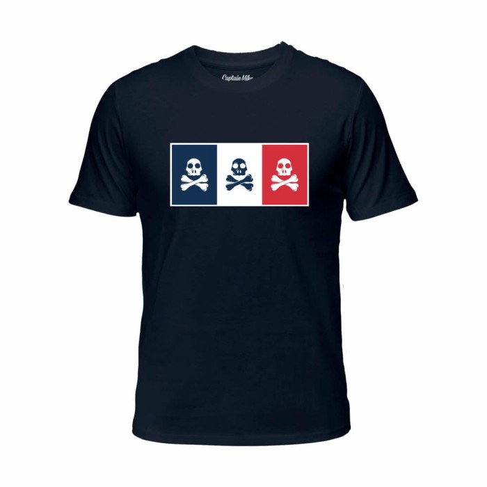Koszulka męska bawełna turecka granatowa z nadrukiem, T-shirt Captain Mike