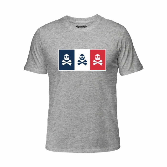 Koszulka męska bawełna turecka szara z nadrukiem, T-shirt Captain Mike