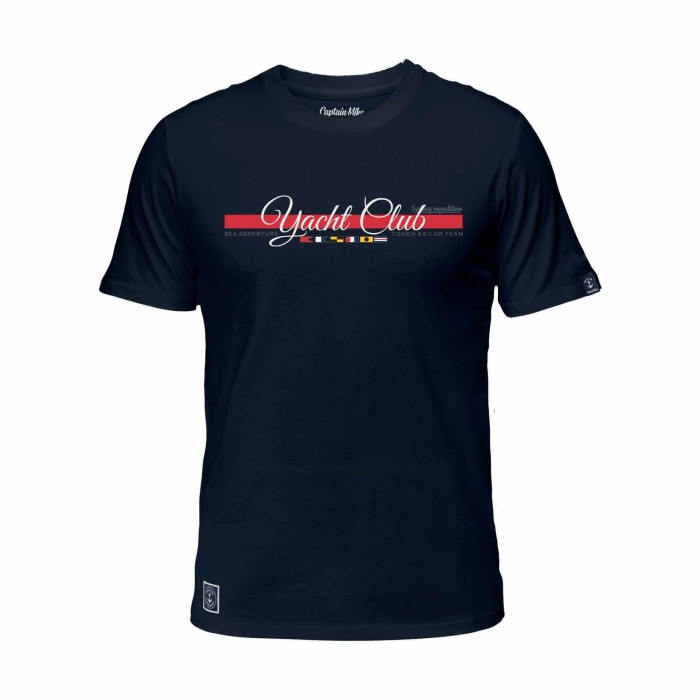 Koszulka męska bawełna turecka granatowa z nadrukiem, T-shirt Captain Mike