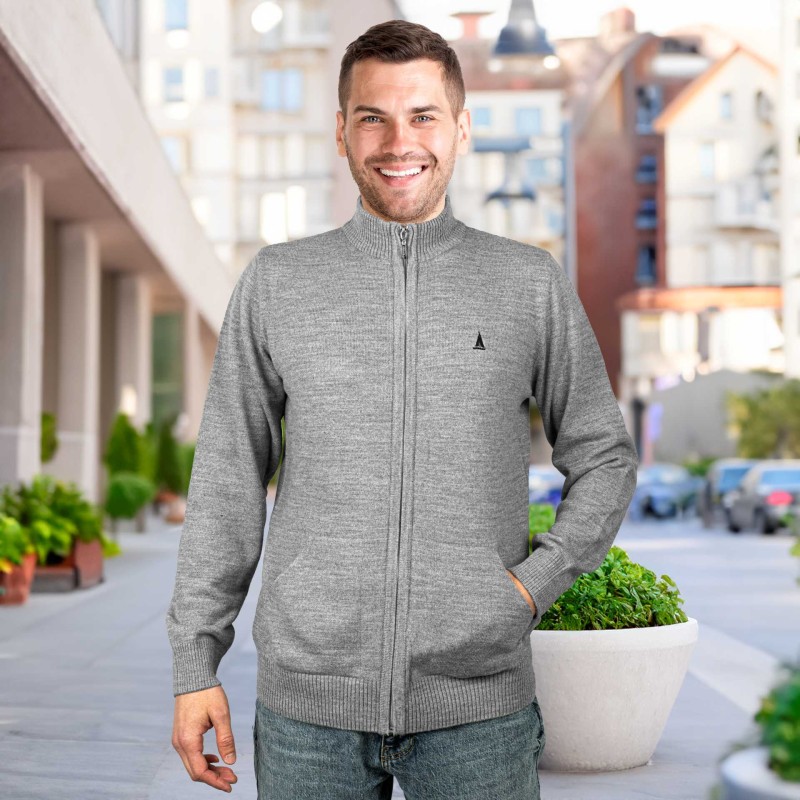 Sweter męski rozpinany szary Captain Mike