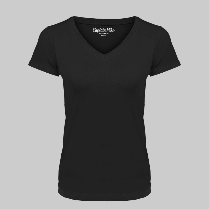 T-SHIRT damski koszulka Captain Mike Bawełniana V-neck