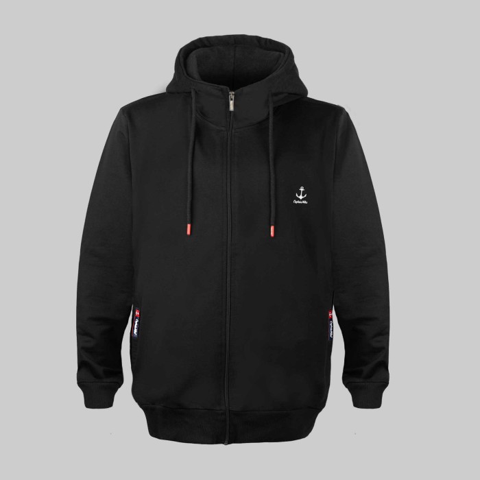 Bluza dresowa męska z kapturem rozpinana czarna Captain Mike
