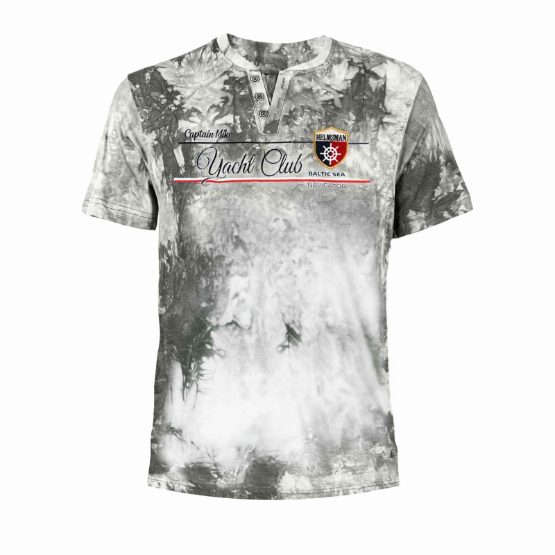 KOSZULKA Męska T-SHIRT z Haftem DELIKATNA Bawełna CAPTAIN MIKE szara