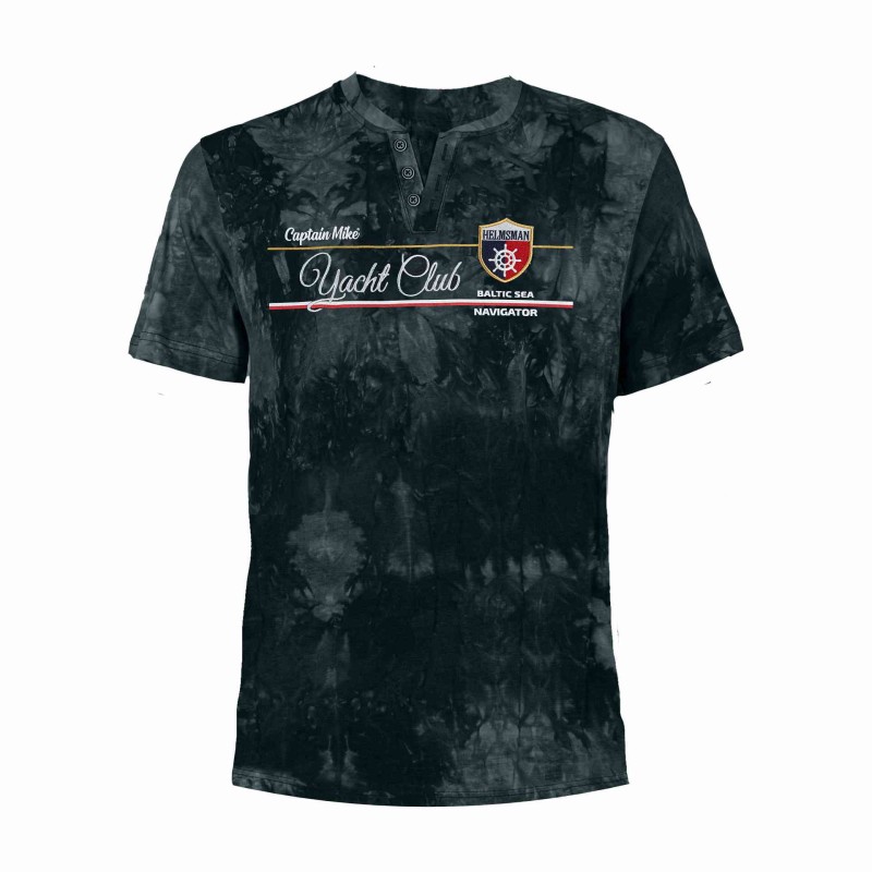 KOSZULKA Męska T-SHIRT z Haftem DELIKATNA Bawełna CAPTAIN MIKE czarna