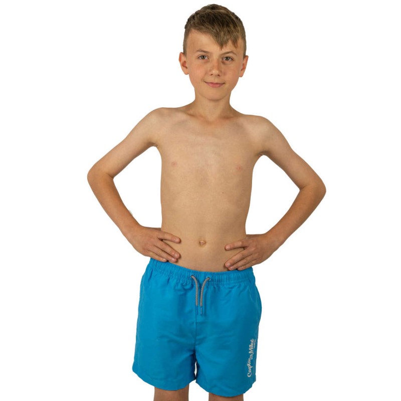 Szorty kąpielowe chłopięce szybkoschnące na plaże niebieskie Captain Mike