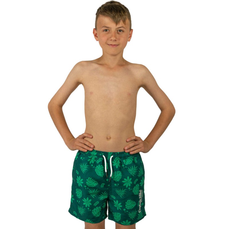Szorty kąpielowe chłopięce szybkoschnące na plaże zielone Captain Mike