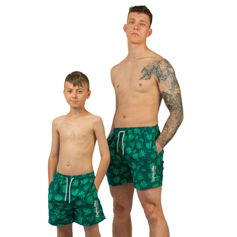 Szorty kąpielowe chłopięce szybkoschnące na plaże zielone Captain Mike