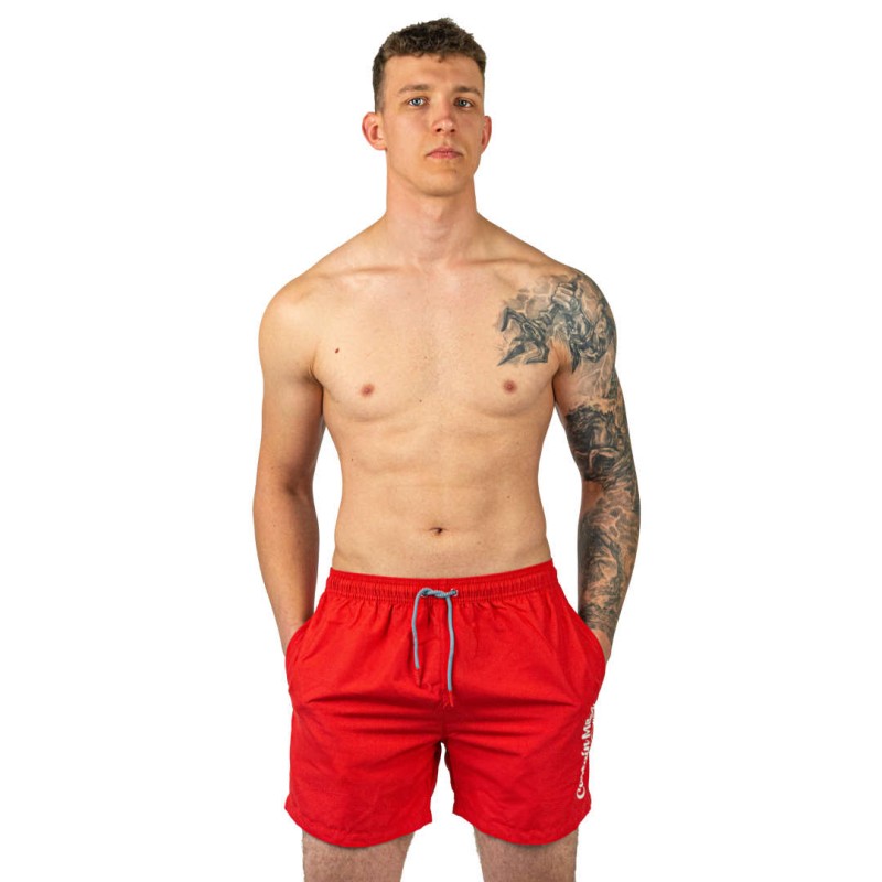 Szorty kąpielowe męskie szybkoschnące na plaże czerwone Captain Mike