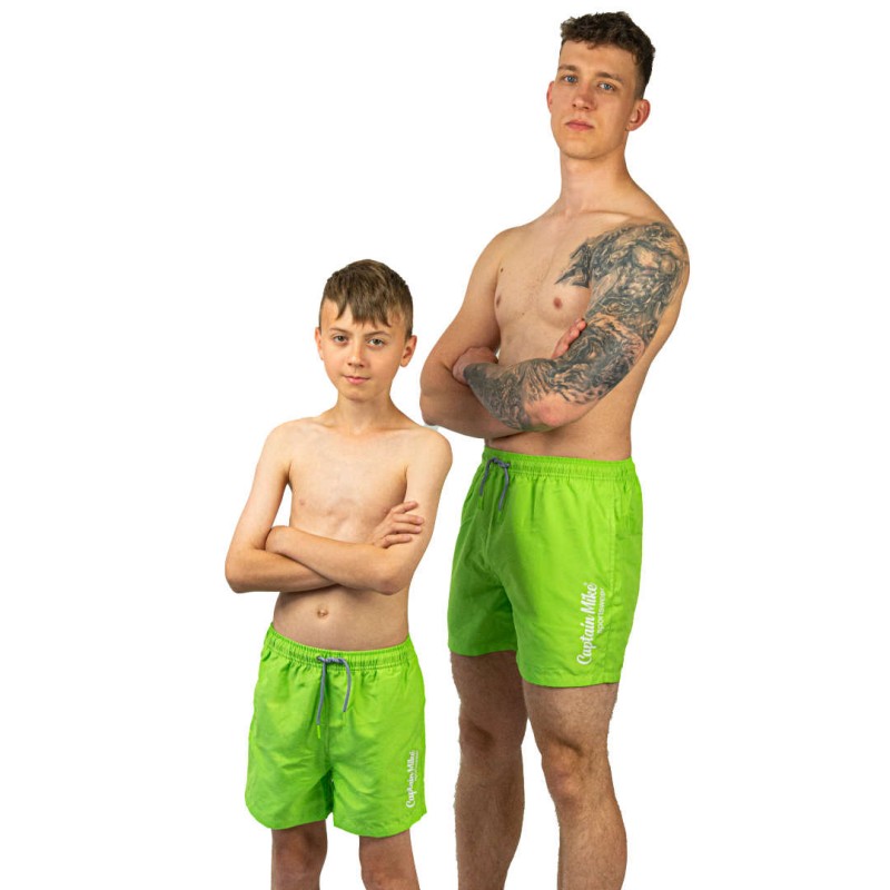 Szorty kąpielowe męskie szybkoschnące na plaże limonkowe Captain Mike