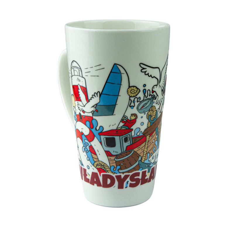 Duży kubek ceramiczny WŁADYSŁAWOWO pamiątka znad morza prezent Captain Mike
