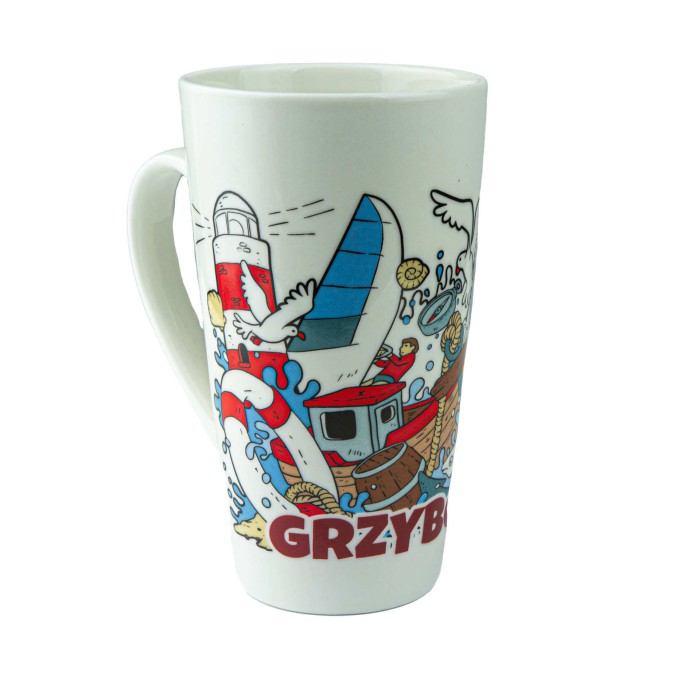 Duży kubek ceramiczny GRZYBOWO pamiątka znad morza prezent Captain Mike
