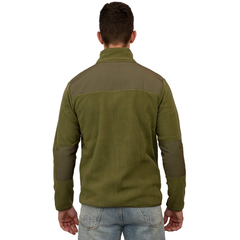 Polar ciepły męski bluza polarowa rozpinana khaki z kieszeniami Captain Mike