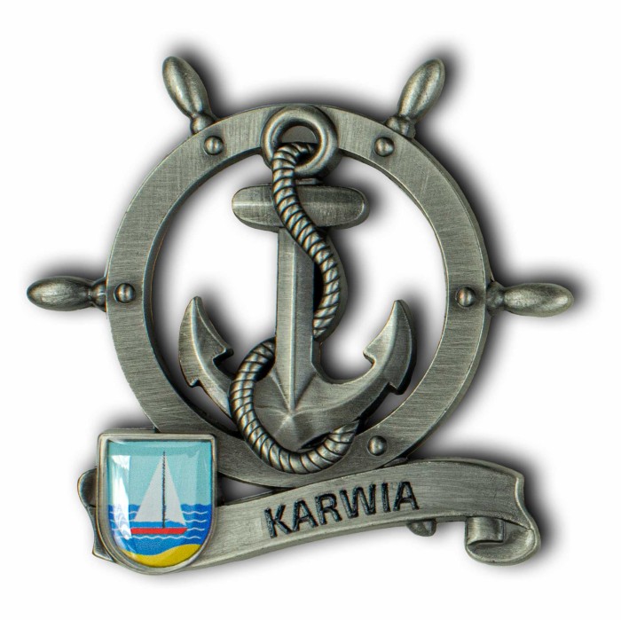 Magnes metalowy koło sterowe pamiątka Karwia Captain Mike