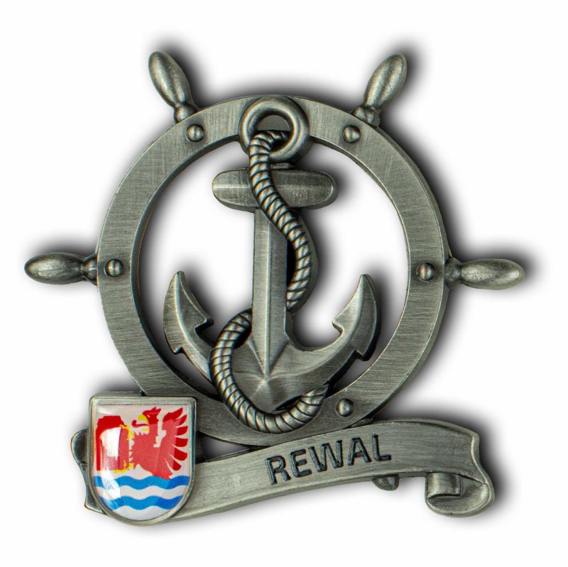 Magnes metalowy koło sterowe pamiątka Rewal Captain Mike