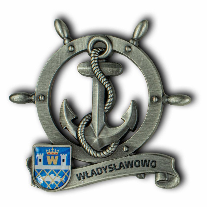 Magnes metalowy koło sterowe pamiątka Władysławowo Captain Mike