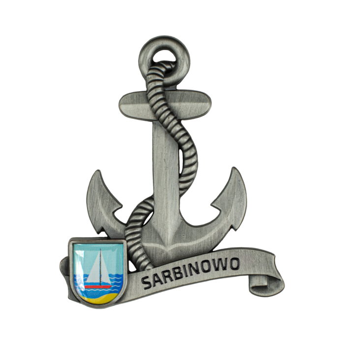 Magnes metalowy kotwica pamiątka Sarbinowo Captain Mike