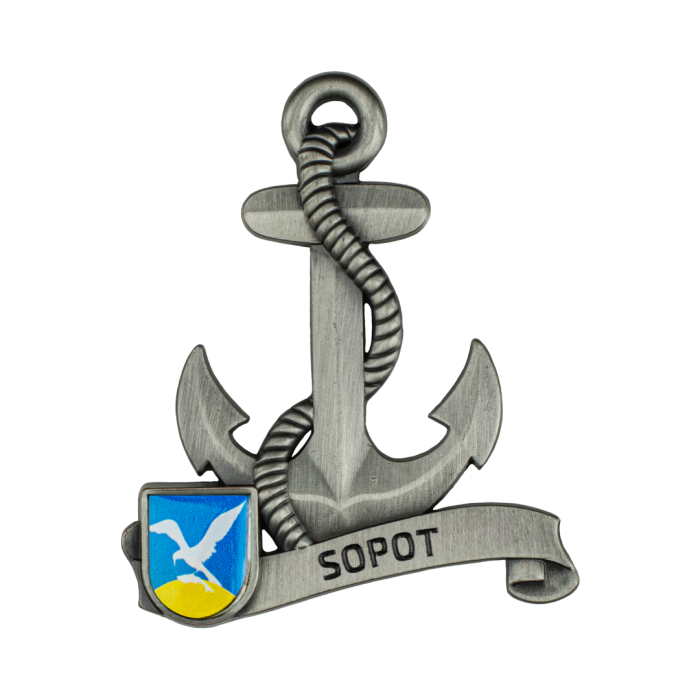 Magnes metalowy kotwica pamiątka Sopot Captain Mike