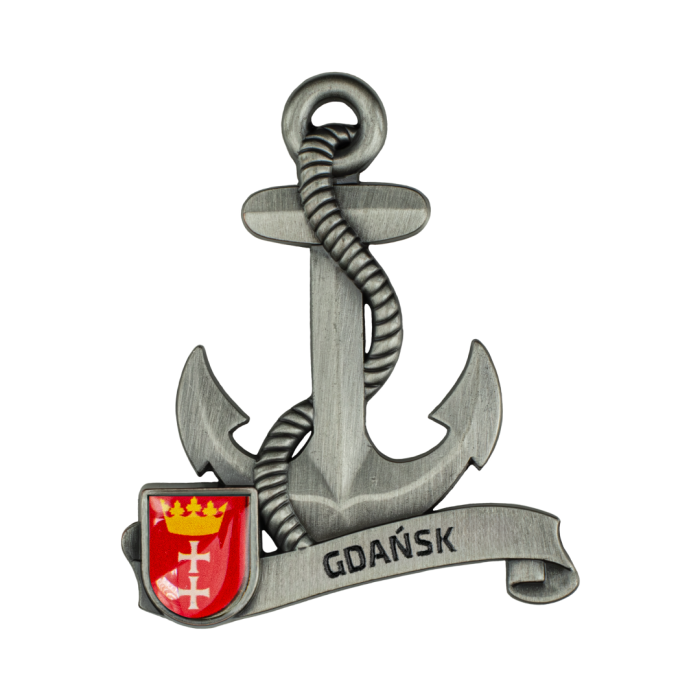Magnes metalowy kotwica pamiątka Gdańsk Captain Mike