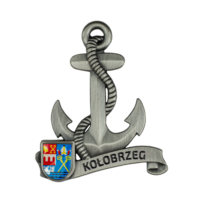Magnes metalowy kotwica pamiątka Kołobrzeg Captain Mike