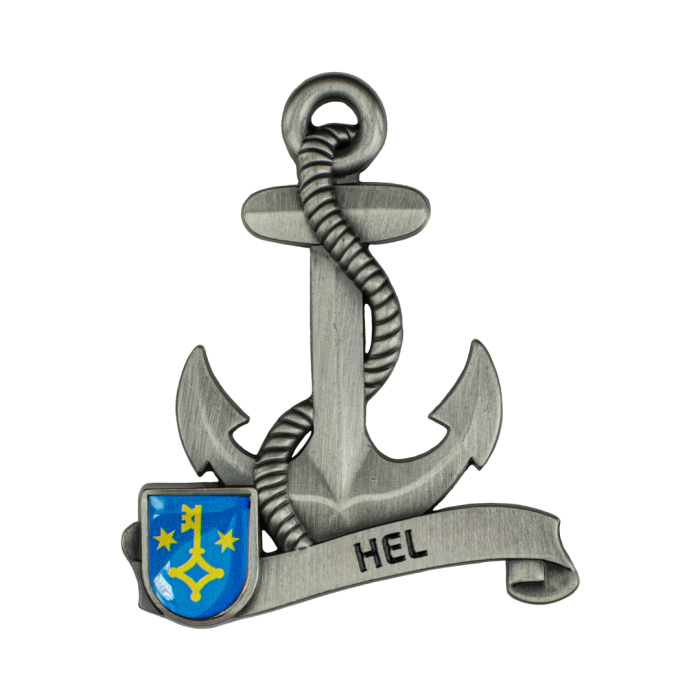 Magnes metalowy kotwica pamiątka Hel Captain Mike