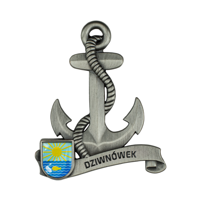 Magnes metalowy kotwica pamiątka Dziwnówek Captain Mike