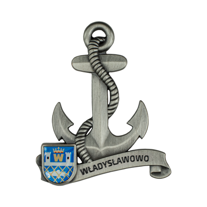 Magnes metalowy kotwica pamiątka Władysławowo Captain Mike