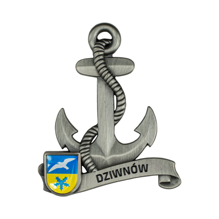Magnes metalowy kotwica pamiątka Dziwnów Captain Mike