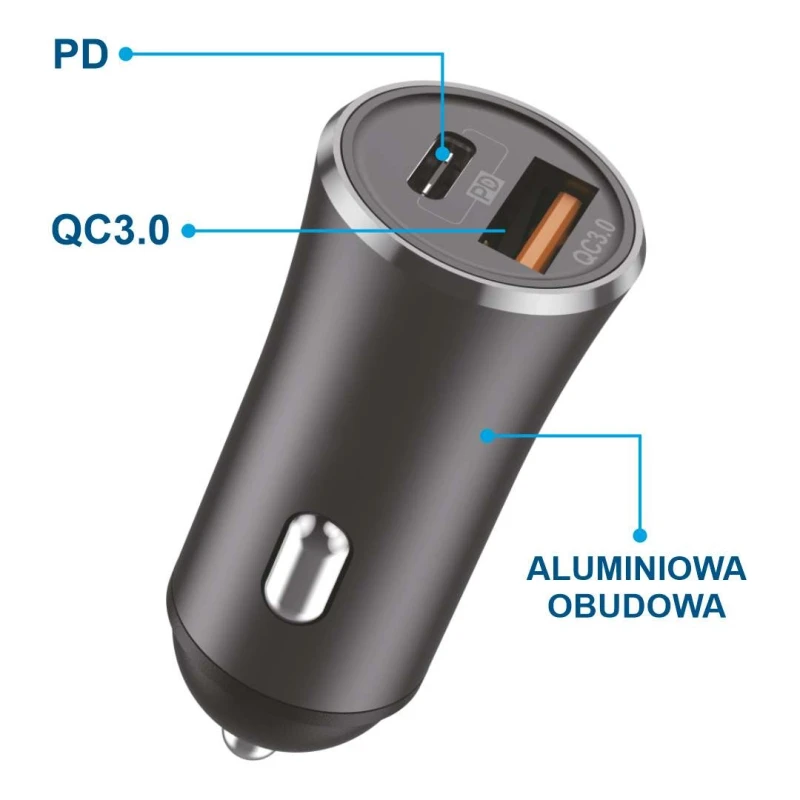 Ładowarka Samochodowa Captain Mike 20W USB-C / USB-A Szybkie Ładowanie