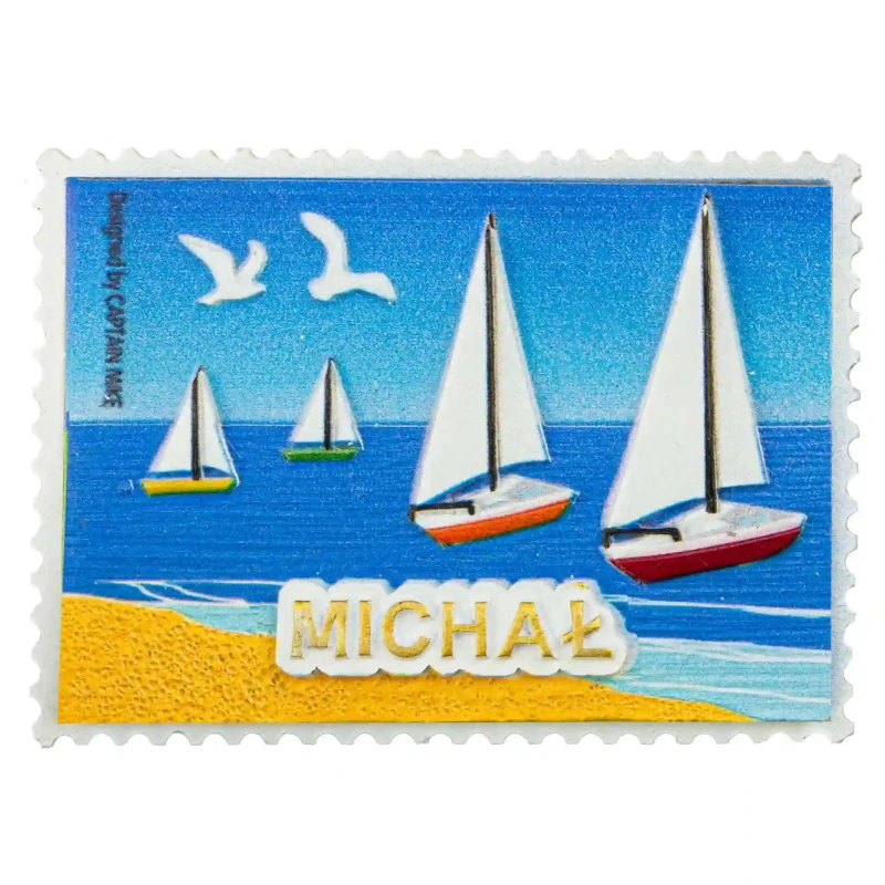 Magnes Imienny w Kształcie Znaczka Pocztowego z Motywem Morskim MICHAŁ