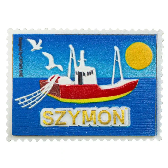 Magnes Imienny w Kształcie Znaczka Pocztowego z Motywem Morskim SZYMON