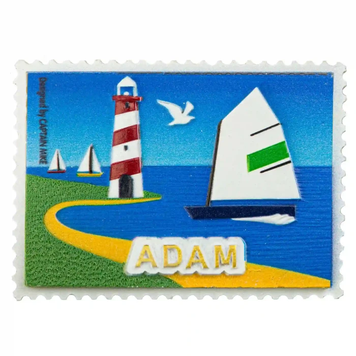 Magnes Imienny w Kształcie Znaczka Pocztowego z Motywem Morskim ADAM