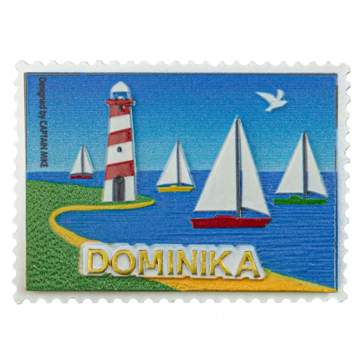 Magnes Imienny w Kształcie Znaczka Pocztowego z Motywem Morskim DOMINIKA