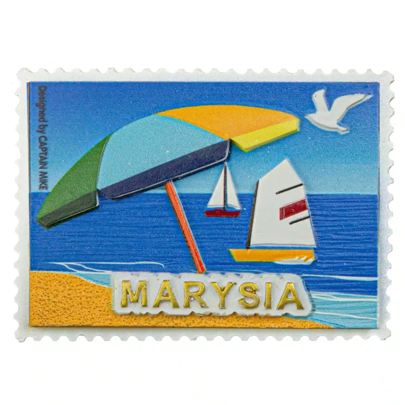 Magnes Imienny w Kształcie Znaczka Pocztowego z Motywem Morskim MARYSIA