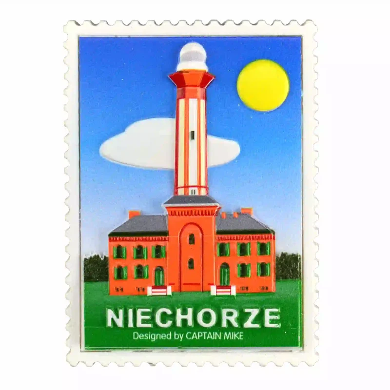 Magnes w Kształcie Znaczka Pocztowego z Motywem Morskim NIECHORZE