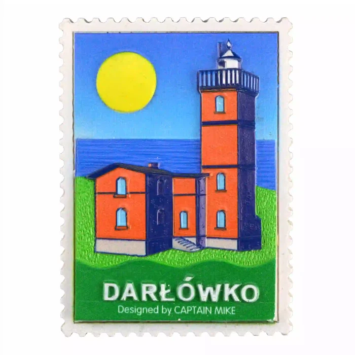 Magnes w Kształcie Znaczka Pocztowego z Motywem Morskim DARŁÓWKO