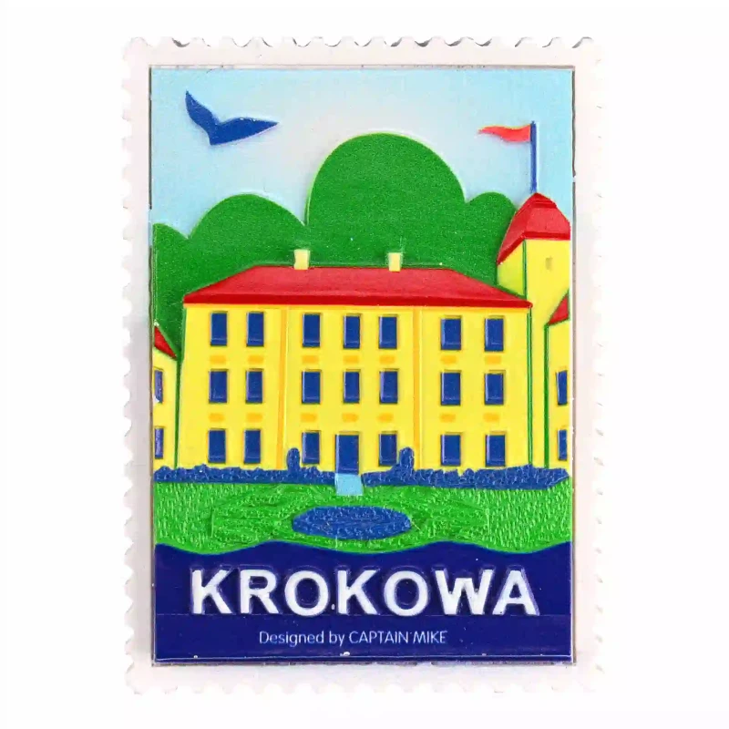 Magnes w Kształcie Znaczka Pocztowego z Motywem Morskim KROKOWA