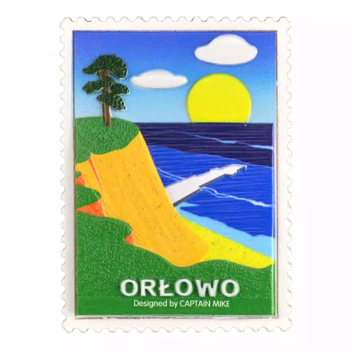 Magnes w Kształcie Znaczka Pocztowego z Motywem Morskim ORŁOWO