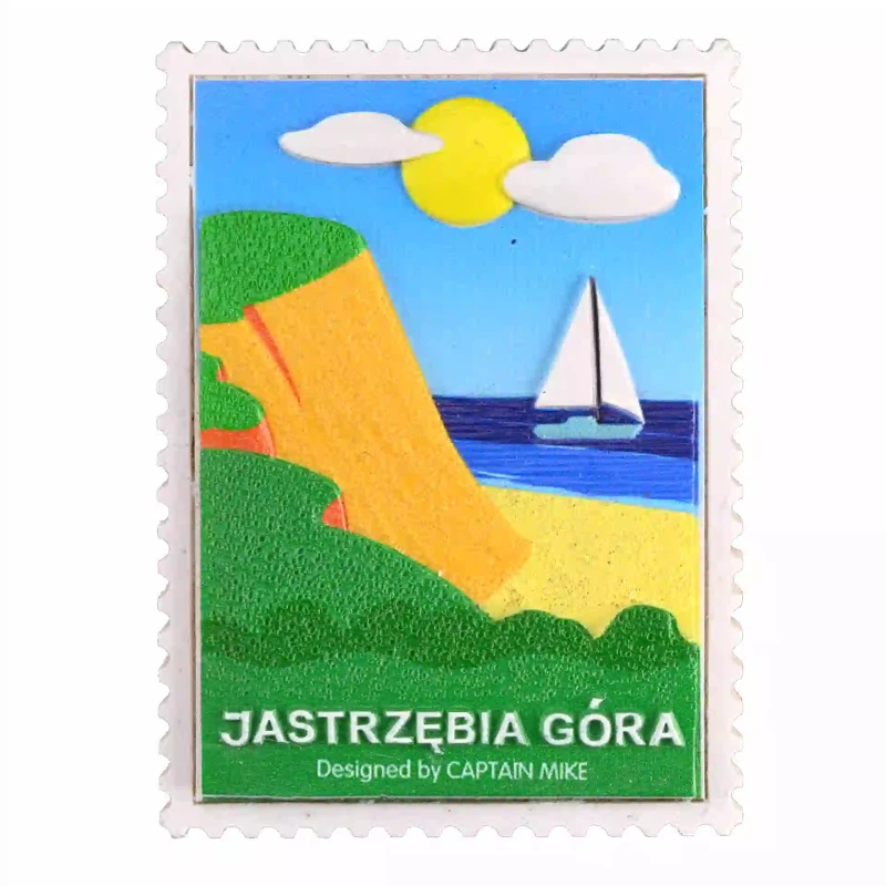 Magnes w Kształcie Znaczka Pocztowego z Motywem Morskim JASTRZĘBIA GÓRA
