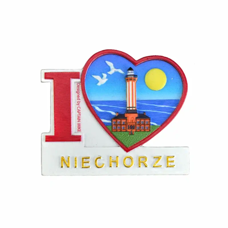 Magnes na lodówkę Pamiątka Serce I LOVE NIECHORZE Captain Mike