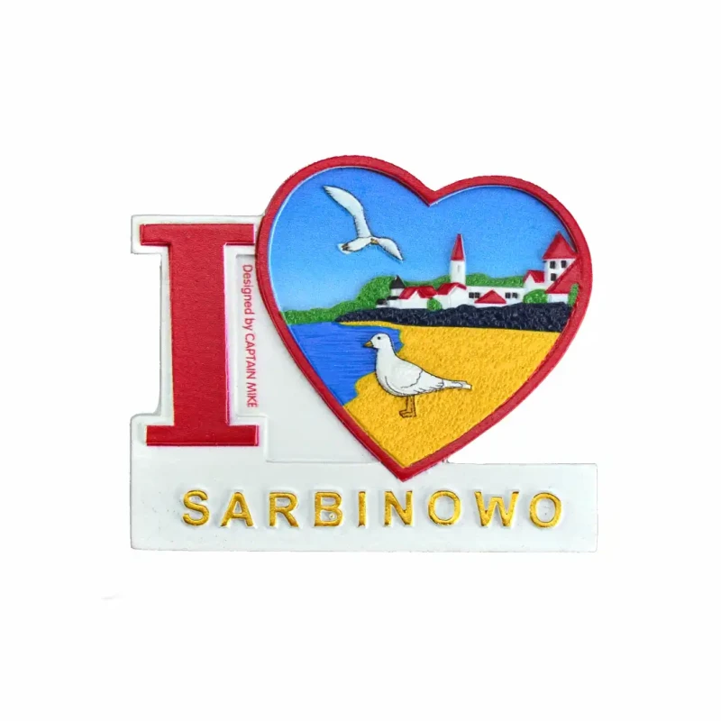 Magnes na lodówkę Pamiątka Serce I LOVE SARBINOWO Captain Mike