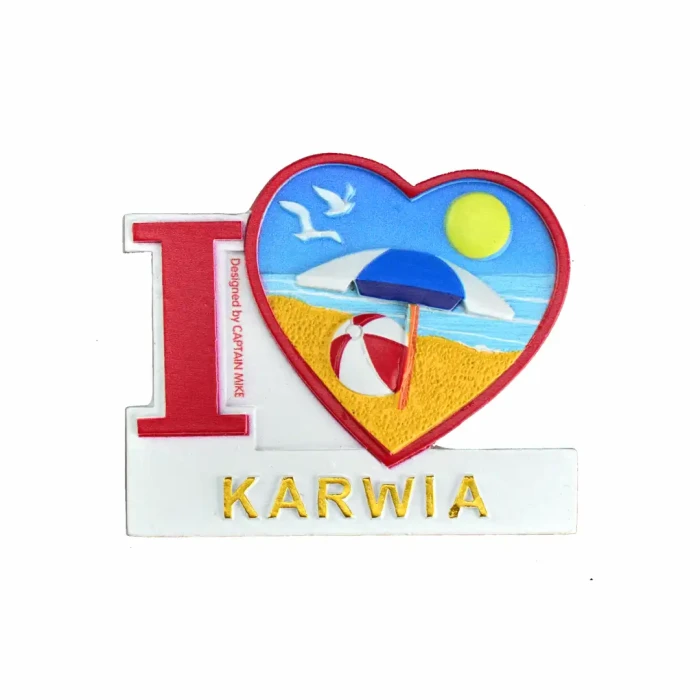 Magnes na lodówkę Pamiątka Serce I LOVE KARWIA  Captain Mike