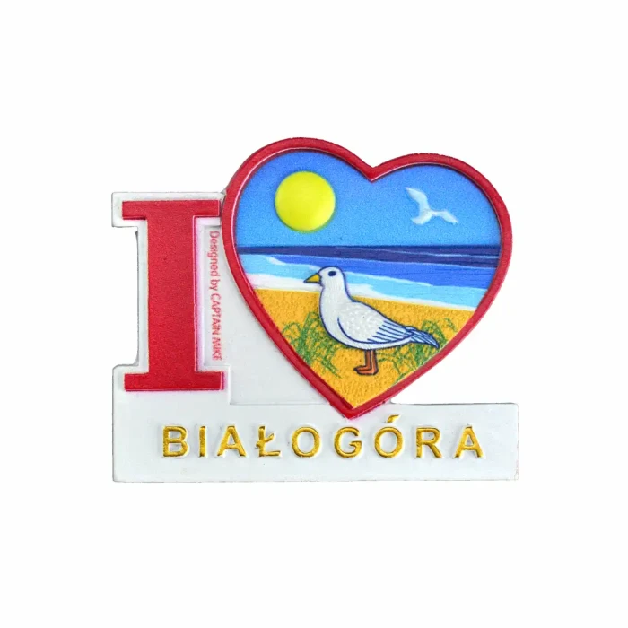 Magnes na lodówkę Pamiątka Serce I LOVE BIAŁOGÓRA Captain Mike