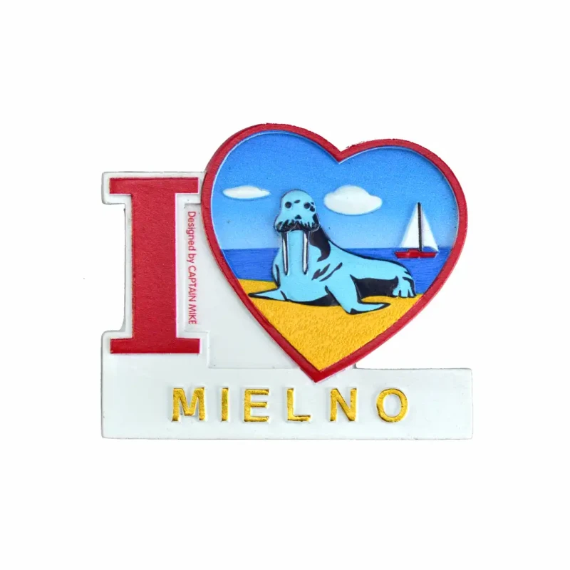 Magnes na lodówkę Pamiątka Serce I LOVE MIELNO Captain Mike