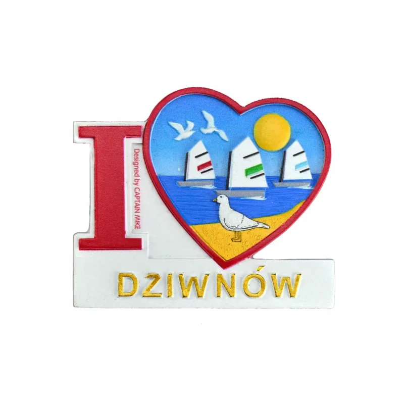 Magnes na lodówkę Pamiątka Serce I LOVE DZIWNÓW Captain Mike